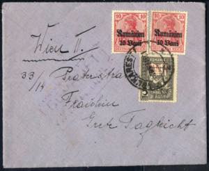 1918, Brief von Bukarest nach Wien ... 