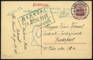1917, Karte 10 B auf 10 Pf von Bukarest am ... 