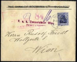 1918, Brief von Bukarest am 3.10. nach Wien ... 