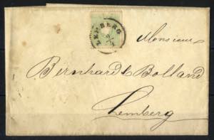 1858, Ortsbrief vom 9.4. von Lemberg, ... 