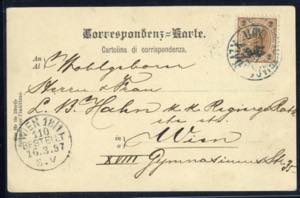 1897, Korrespondenzkarte mit vorderseitiger ... 