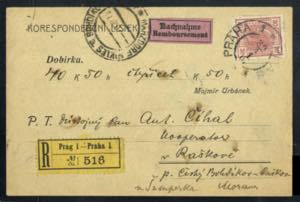 1907, Nachnahme-Reko-Korrespondenzkarte vom ... 