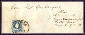 1858, handbemaltes Zierbriefkuvert mit ... 