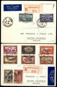 1938, zwei rekommandierte Luftpostbriefe vom ... 