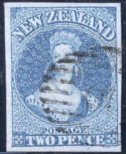 1855-7, 2 d. blue on blue paper, no ... 