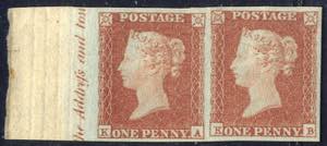 1841, 1 d. red-brown on blued paper, ... 
