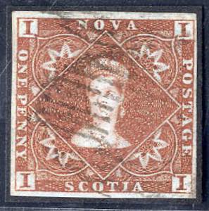 1851, 1 d. red-brown on blued paper, good to ... 