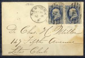 1870, Ortsbrief von New York frankiert mit ... 
