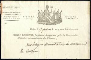 1801, NAZIONE PIEMONTESE: lettera dell ... 