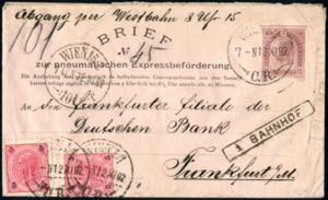 1892, pneumatische Express Briefganzsache ... 