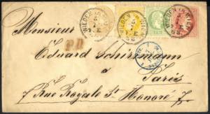 1868, Vierfarben Mischfrankatur, Brief von ... 