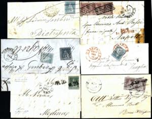 1853-57, lotto di sei lettere con ... 