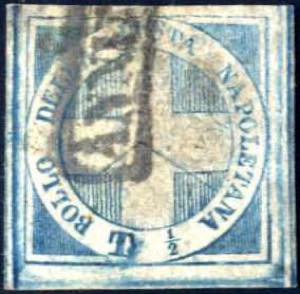 1860, 1/2 t. azzurro con ampi margini ... 