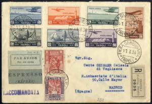 1934, raccomandata espresso di posta aerea ... 