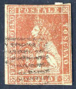 1851, 2 soldi scarlatto su azzurro, usato, ... 