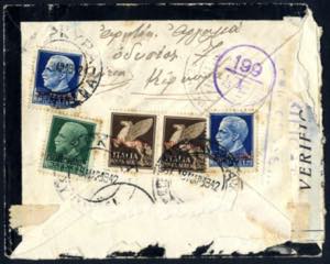 1942, lettera raccomandata aerea da Corfù ... 