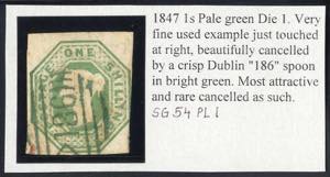1847, 1 s pale green, Die 1; a very fine ... 
