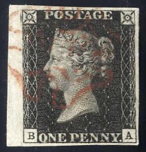 1840, 1 d black Pl. 8; a very fine used ... 