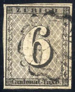 1843, Zürich 6 mit gut sichtbaren ... 