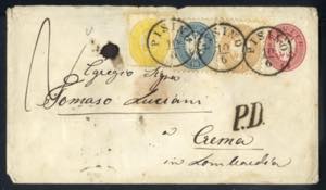 1865, Briefumschlag mit Werteindruck 5 Kr. ... 