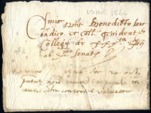 Udine 1546, lettera da Udine per Venezia ... 