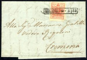 1850, 15 Cent. rosso vermiglio, secondo ... 