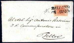 1850, 15 Cent. rosso vermiglio, primo tipo, ... 