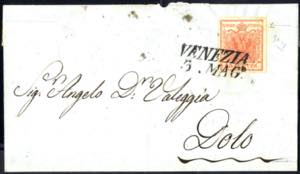 1854, Pieghe di carta, 15 Cent. rosso ... 