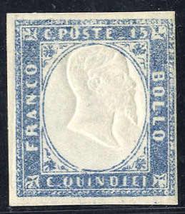 1863, 15 Cent. azzurro grigio, splendido e ... 