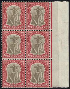 1905-08, 1 P rot/grau, obere 2 Werte ... 