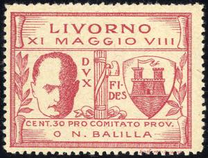 1930, Livorno, 30 Cent. rosa lilla, minimi ... 