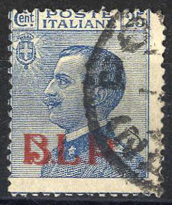 1921, 25 Cent. azzurro (U. + S. 3 / 350,-)
