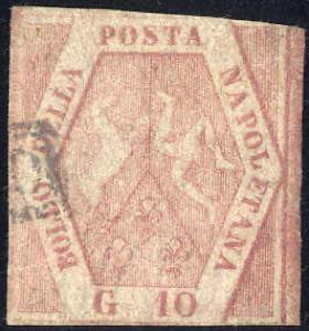 1858, 10 Grana con filigrana parziale BT, ... 