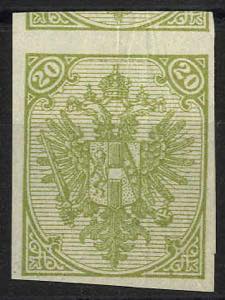 1895, Buchdruck, Bogenprobe, 20 Kr. oliv, ... 