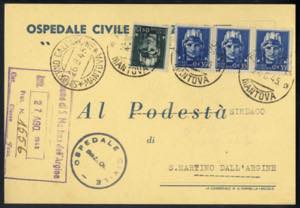 1945, Uso tardivo, cartolina da Bozzolo ... 