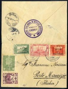 1922, Piroscafo Umbria, lettera affrancata ... 