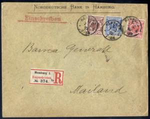 1892, eingeschriebener Brief aus Hamburg am ... 
