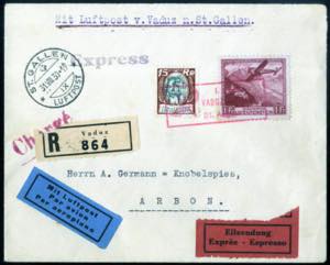 1930, Reko-Express-Luftpostbrief von Vaduz ... 