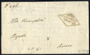 1814, lettera in franchigia da Pordenone con ... 