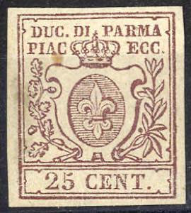 1857/59, 25 Cent. bruno, senza gomma, ben ... 