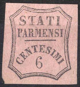 1853/57, 6 Cent. rosa vivo, senza gomma ... 