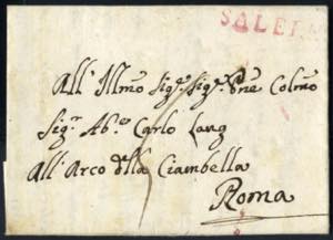 1808, Bollo SALERNO lilla acquoso, lettera ... 