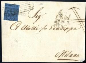 1852, 40 Cent. azzurro scuro, tagliato in ... 
