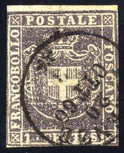 1860, 1 Cent. violetto bruno (S. 17 / 1400,-)