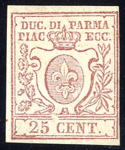 1857/59, 25 Cent. bruno lilla, cert. ... 