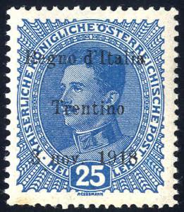 1918, 25 Heller azzurro (S. 8 / 200,-)