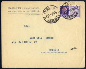 1944, lettera del 24.5.1944 da Biella per ... 