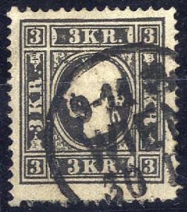 1859, 3 Kr. schwarz, Type II, kleiner ... 