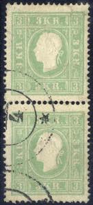 1859, 3 Kr. bläulichgrün, senkrechtes ... 