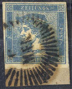 1851, Blauer Merkur Type Ib auf Briefstück ... 